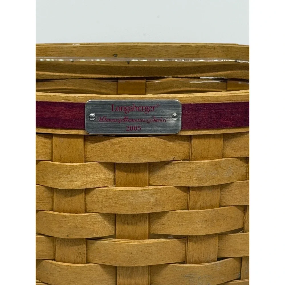 VTG Longaberger Woven Memories Basket 2005 Brown Red Accent Handwoven USA